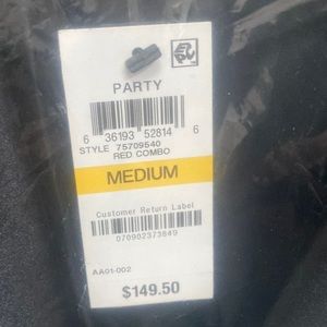 Mens party jacket. Redish maroon and black.  Black lapel.  M slim fit by Inc